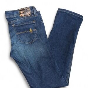 Volcom Stone Womens Size 7 Static Skinny Straight Leg Low Rise Medium Wash Jeans